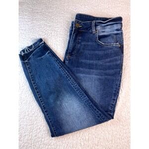 Woman's 18W Mid Rise Skinny Jeans Dark Wash Raw Tulip Hem